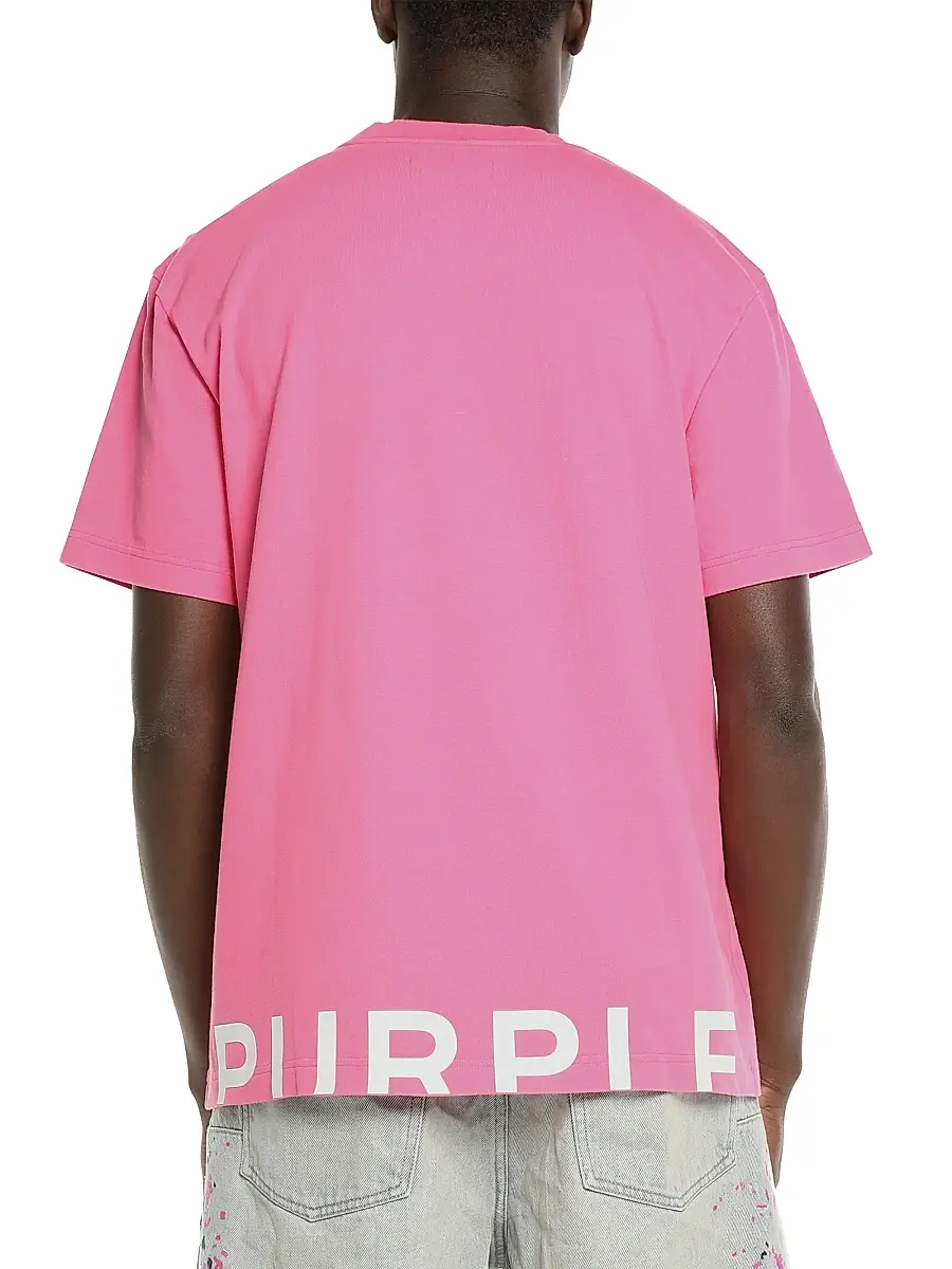 Purple Brand Men's Logo Cotton Crewneck T-Shirt - Pink | Thumbnail 2 Purple Brand Men's Logo Cotton Crewneck T-Shirt - Pink | Thumbnail 2
