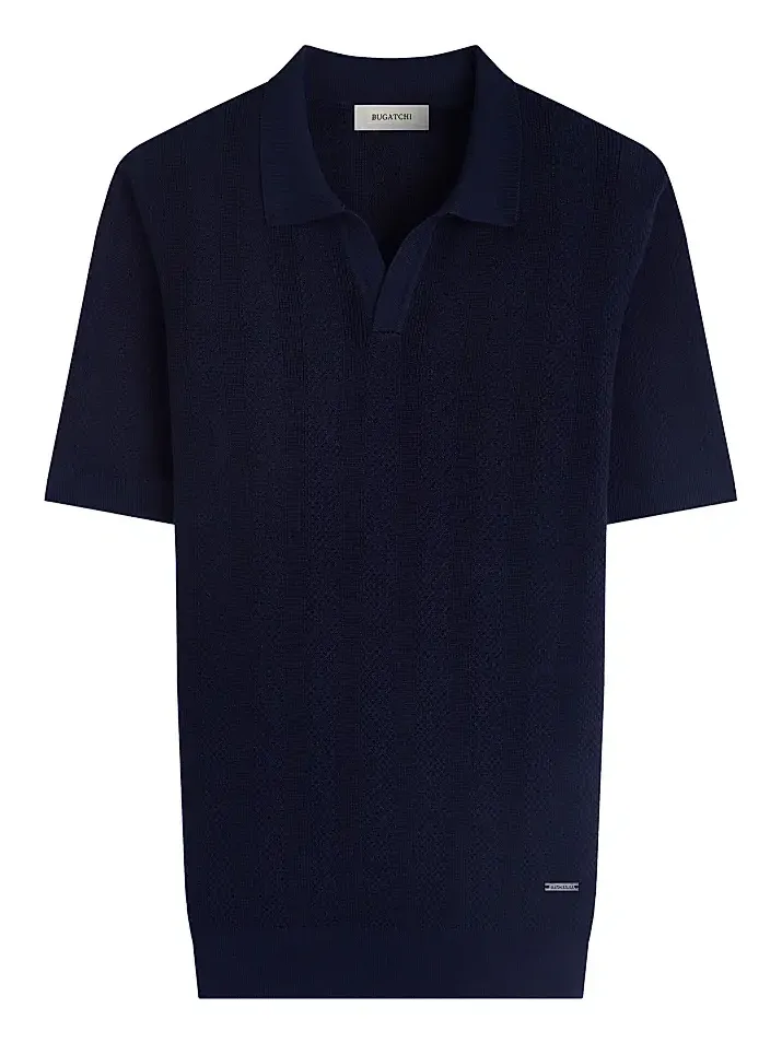 Men's Textured Stripe Johnny Collar Sweater