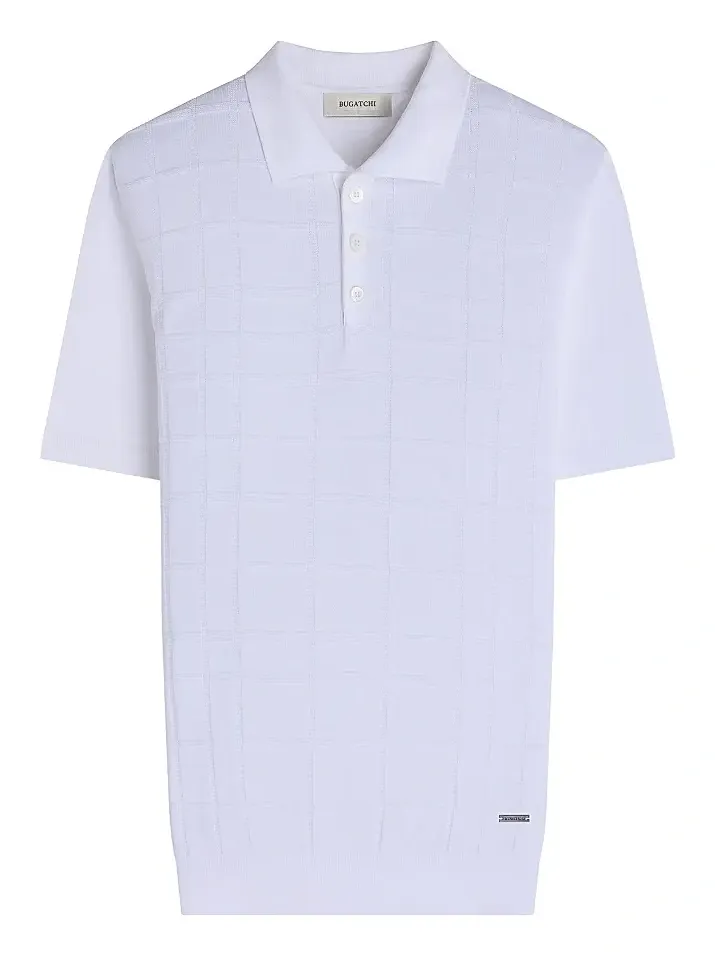 Men's Checked Cotton-Blend Polo Sweater Men's Checked Cotton-Blend Polo Sweater
