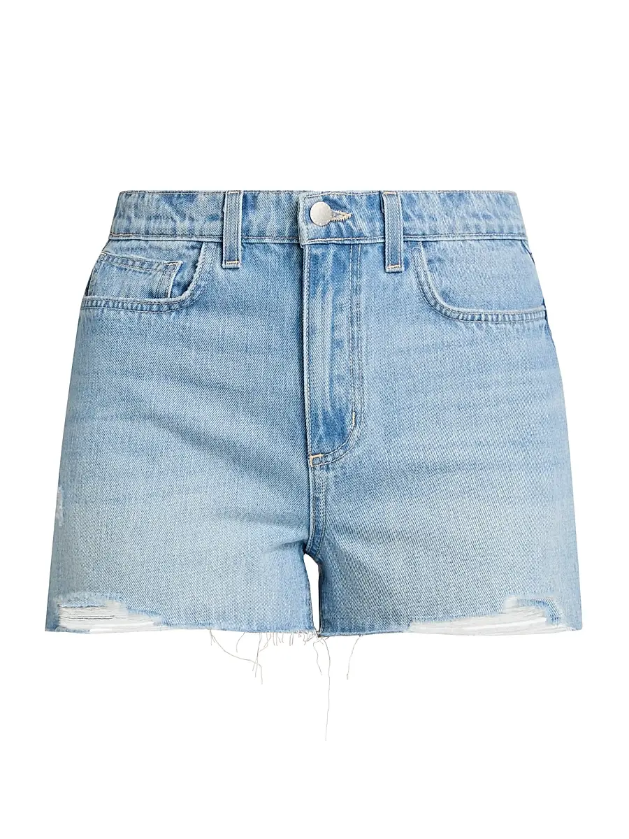 L'AGENCE Women's Clark Denim High-Rise Shorts - Bellflower Destruct | Image 1 L'AGENCE Women's Clark Denim High-Rise Shorts - Bellflower Destruct | Image 1