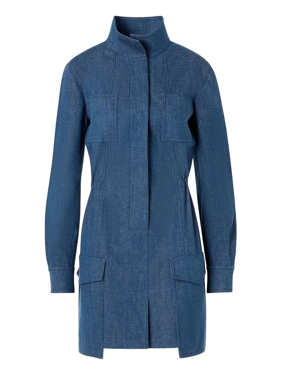 Akris Women's Stand Collar Coated Denim Minidress
