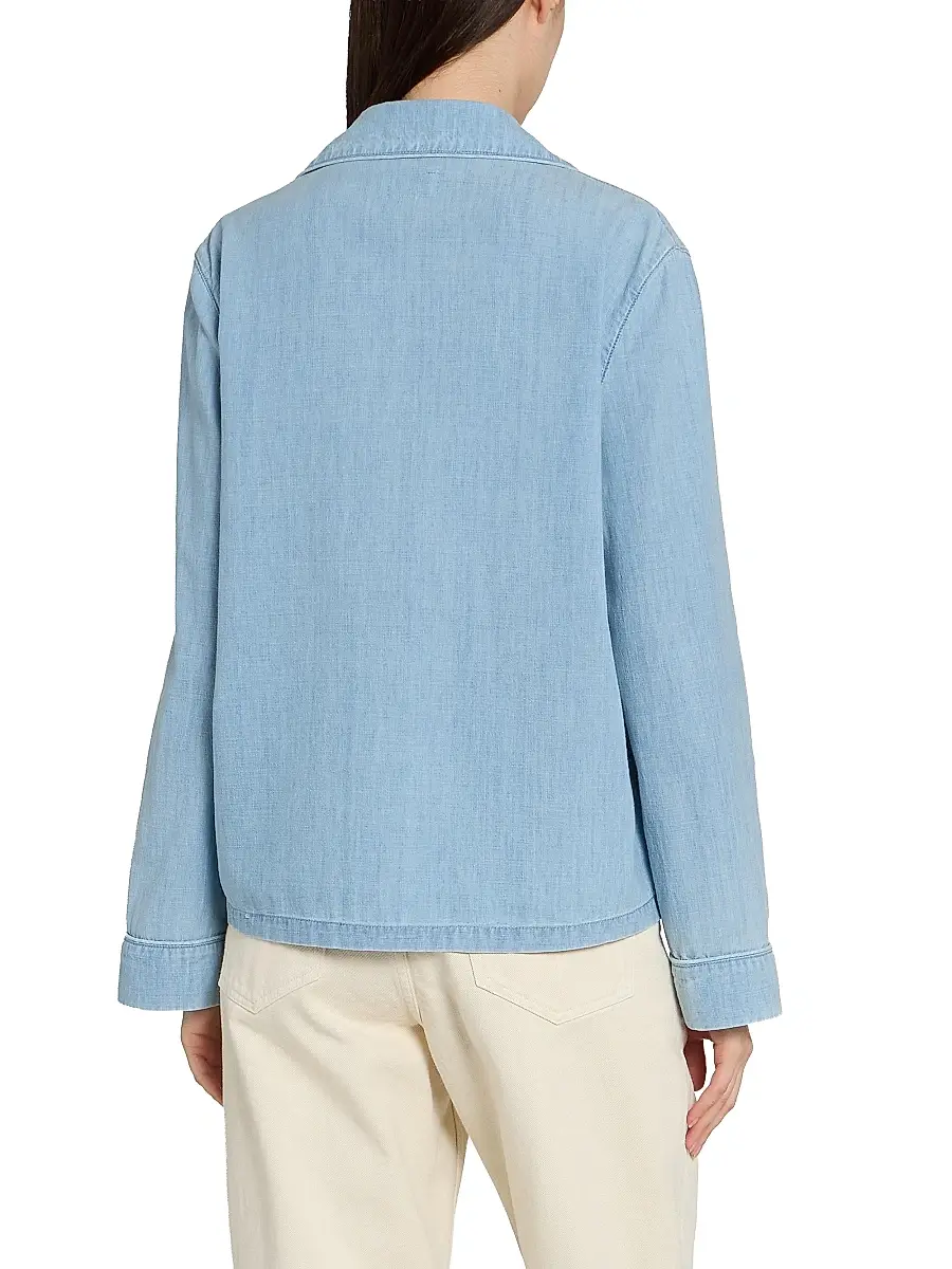 Saint Laurent Women's Cassandre Shirt in Chambray - Blue Grey Vintage | Thumbnail 5 Saint Laurent Women's Cassandre Shirt in Chambray - Blue Grey Vintage | Thumbnail 5