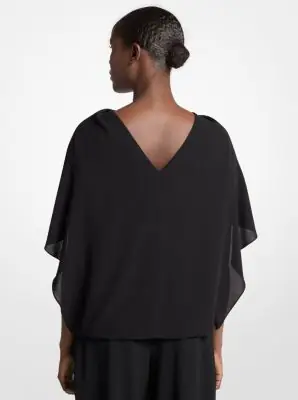 Michael Kors Collection Wool Crepe Cape Top in Black | Thumbnail 3 Michael Kors Collection Wool Crepe Cape Top in Black | Thumbnail 3
