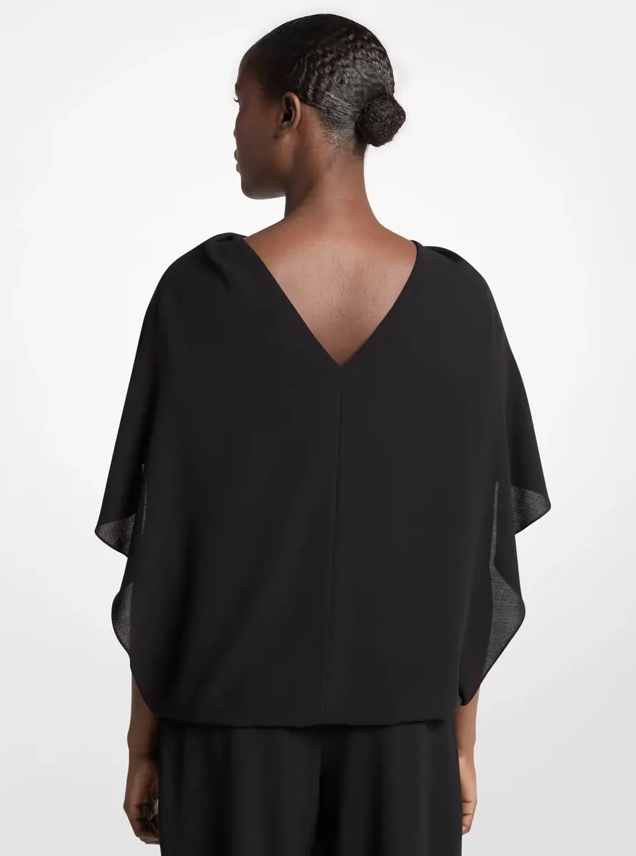 Michael Kors Collection Wool Crepe Cape Top in Black | Thumbnail 6 Michael Kors Collection Wool Crepe Cape Top in Black | Thumbnail 6