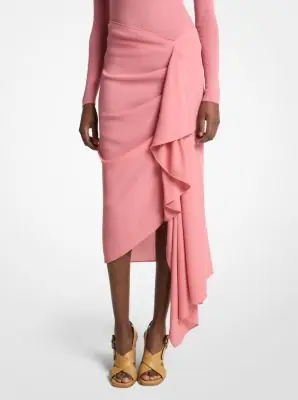 Michael Kors Collection Wool Crepe Cascade Skirt in Green | Thumbnail 2 Michael Kors Collection Wool Crepe Cascade Skirt in Green | Thumbnail 2