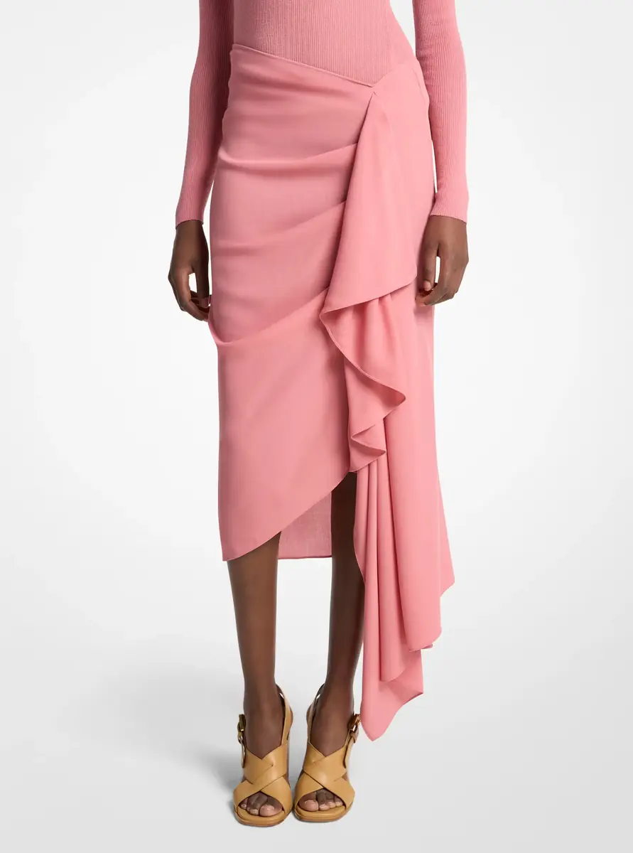 Michael Kors Collection Wool Crepe Cascade Skirt in Green | Thumbnail 6 Michael Kors Collection Wool Crepe Cascade Skirt in Green | Thumbnail 6