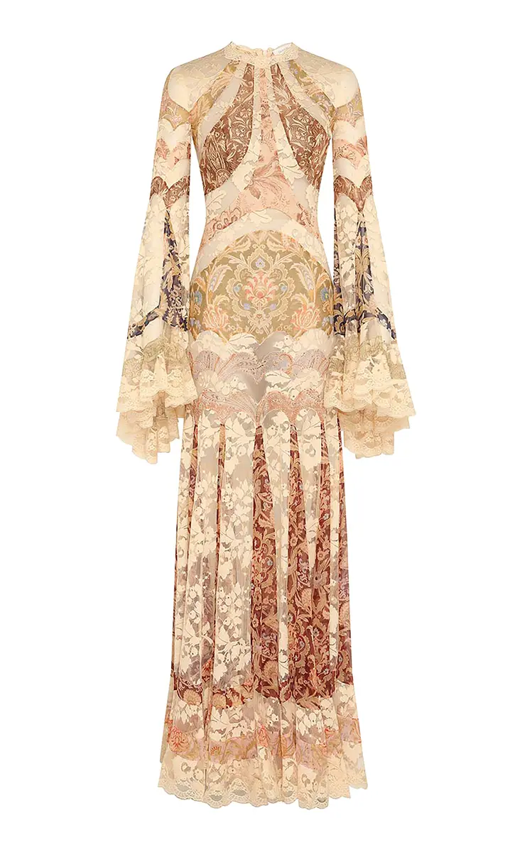 Valiant Spliced Floral Silk Gown
