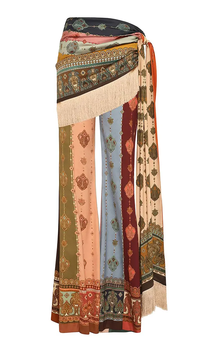 Zimmermann Valiant Fringed Silk Flared Pants