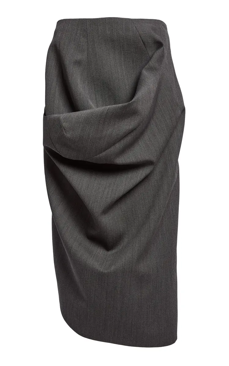 Ruched Wool Midi Skirt Ruched Wool Midi Skirt