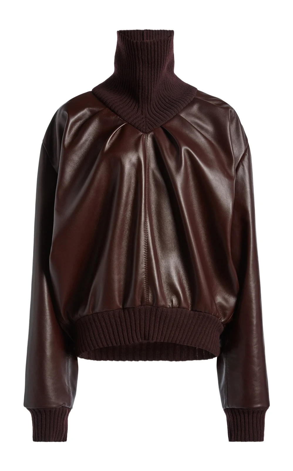 Victoria Beckham Knit Collar Leather Top