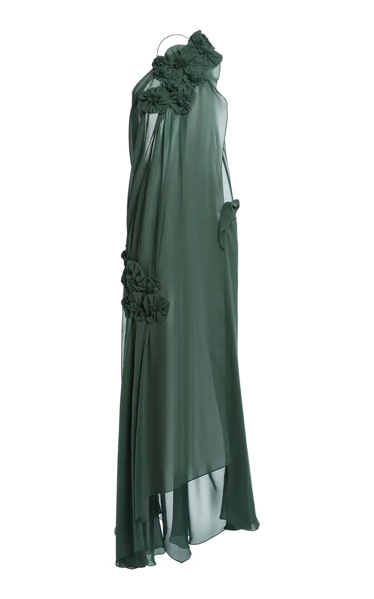 Victoria Beckham Floral-Appliqued Silk Gown