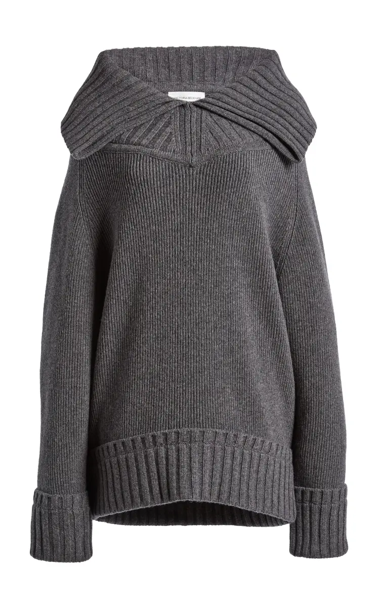 Victoria Beckham Wide-Collar Wool-Blend Sweater