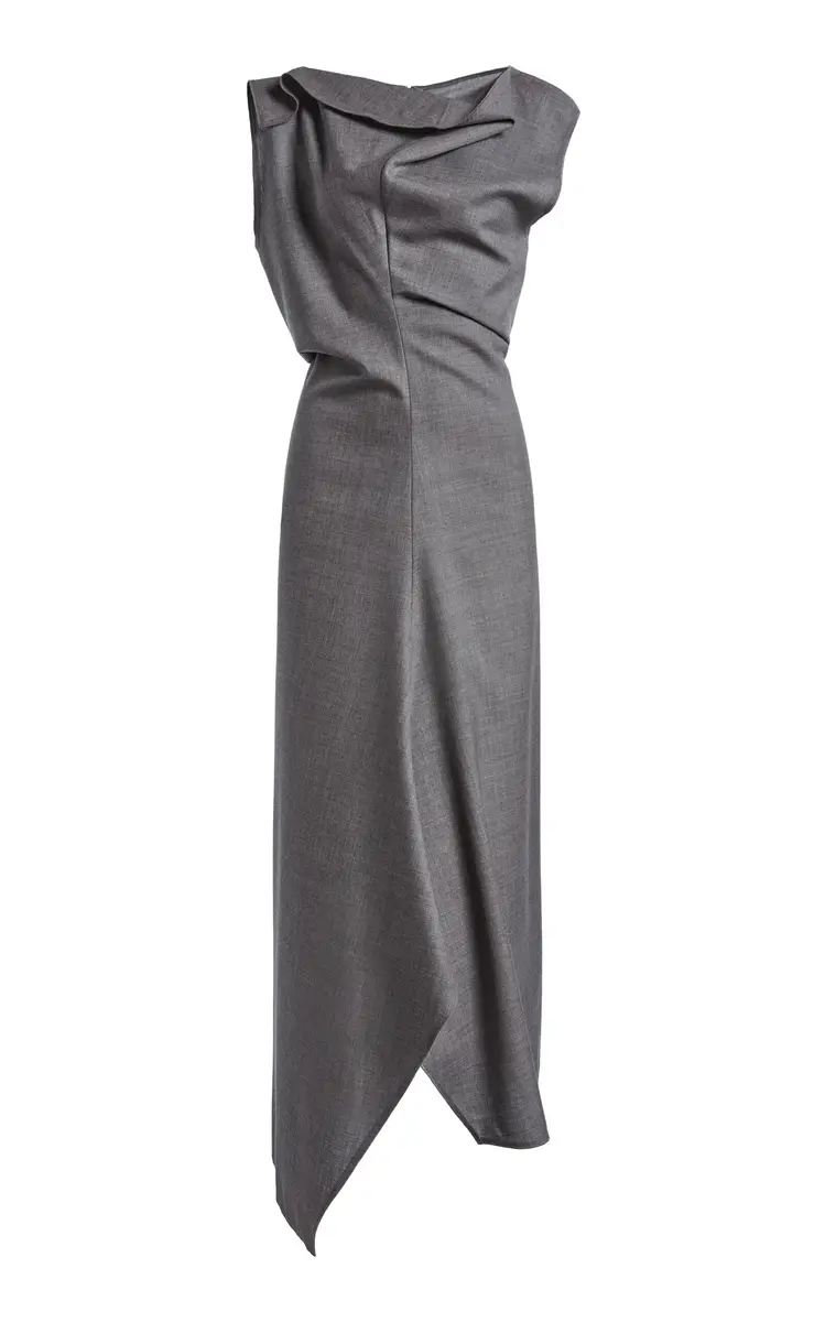 Draped Wool Midi Dress Draped Wool Midi Dress