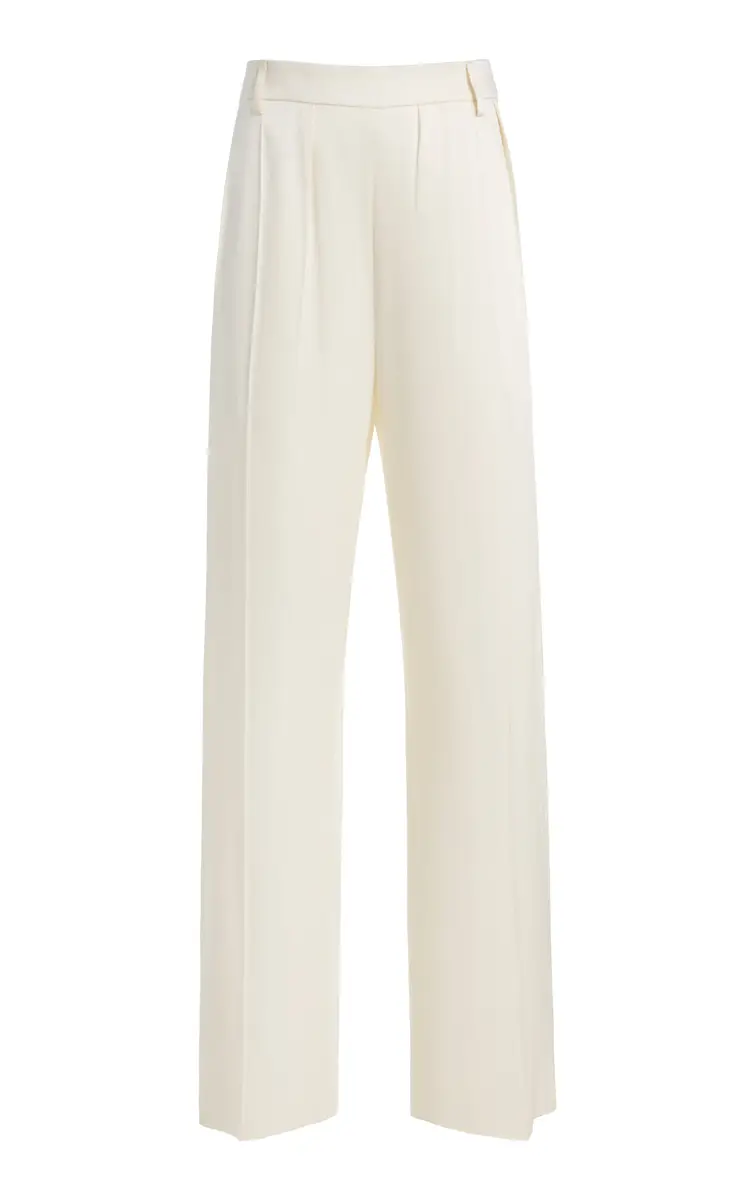 Relaxed Mid-Rise Crepe Curved-Leg Trousers Relaxed Mid-Rise Crepe Curved-Leg Trousers