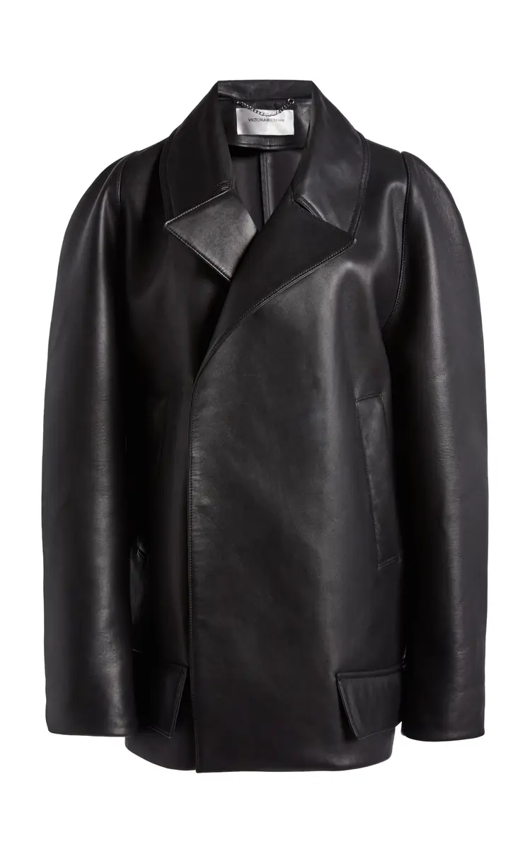 Victoria Beckham Oversized Leather Peacoat
