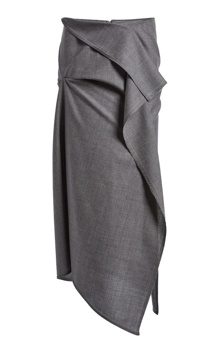 Draped Wool Midi Skirt Draped Wool Midi Skirt