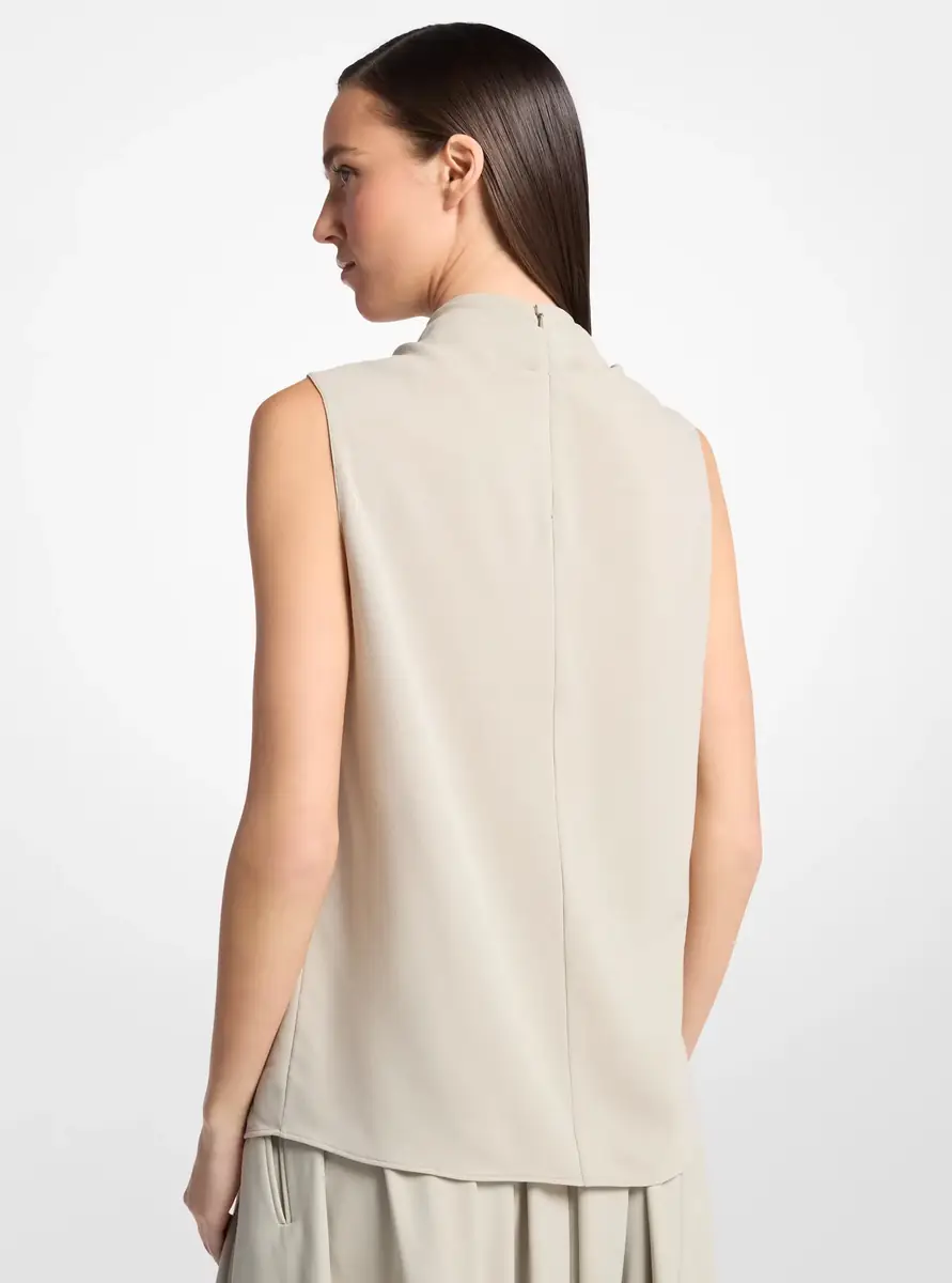 Michael Kors Collection Draped Wool Crepe Sleeveless Blouse in Natural | Thumbnail 6 Michael Kors Collection Draped Wool Crepe Sleeveless Blouse in Natural | Thumbnail 6