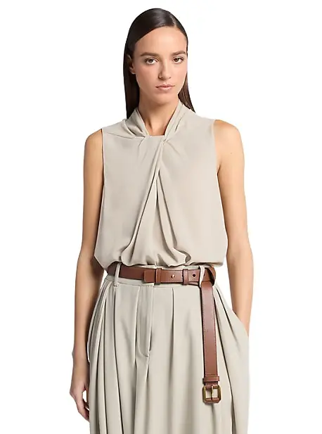 Michael Kors Collection Draped Wool Crepe Sleeveless Blouse | Image 1 Michael Kors Collection Draped Wool Crepe Sleeveless Blouse | Image 1