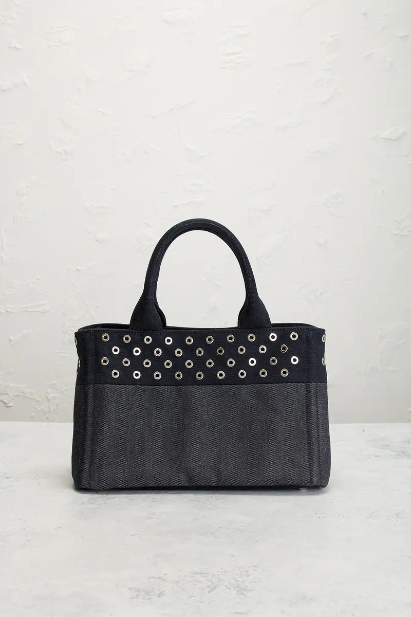 Prada Studded Denim Canapa Tote Bag | Thumbnail 5 Prada Studded Denim Canapa Tote Bag | Thumbnail 5