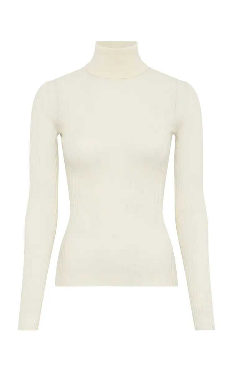 Gabriela Hearst Peppe Turtleneck Wool-Silk Top