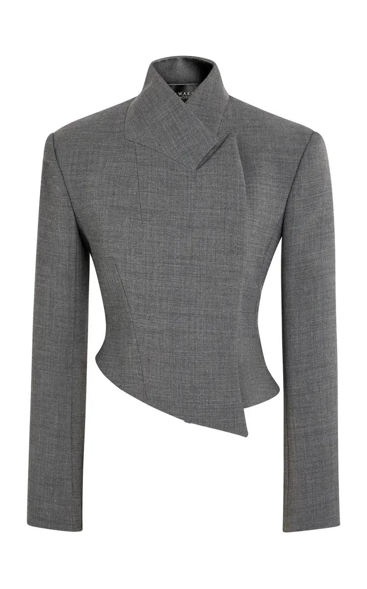 A.W.A.K.E. MODE Cropped Double-Breasted Crepe Jacket