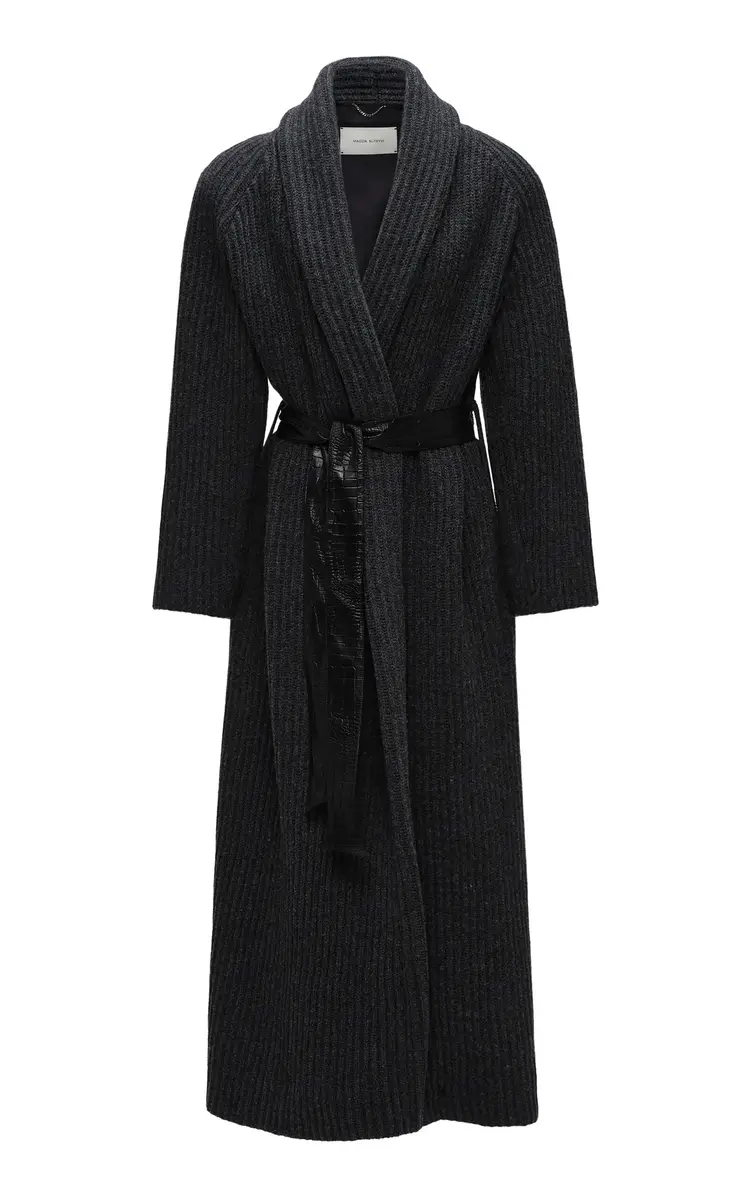 Ribbed-Knit Wool Coat