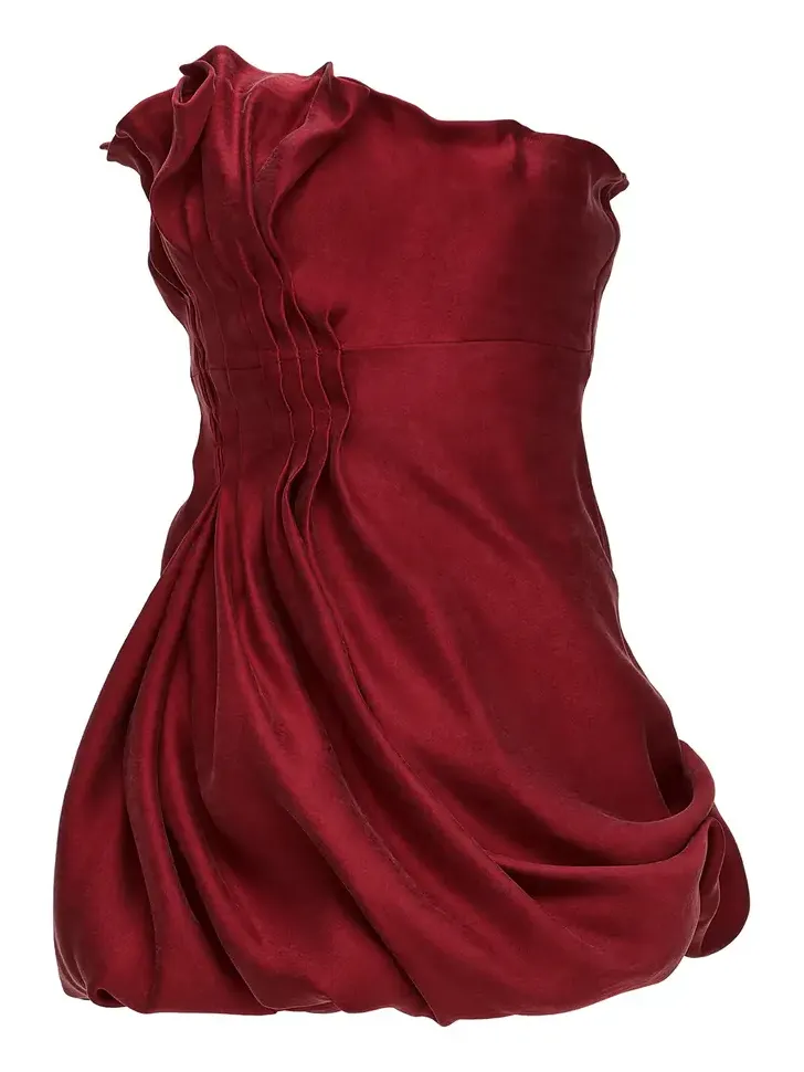 Ruched Silk Mini Dress Ruched Silk Mini Dress