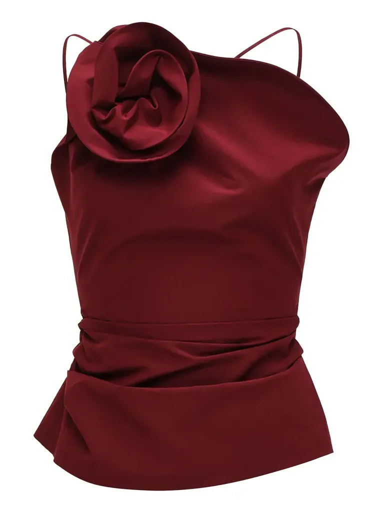 Rosette-Detailed Cotton-Silk Tank Top Rosette-Detailed Cotton-Silk Tank Top