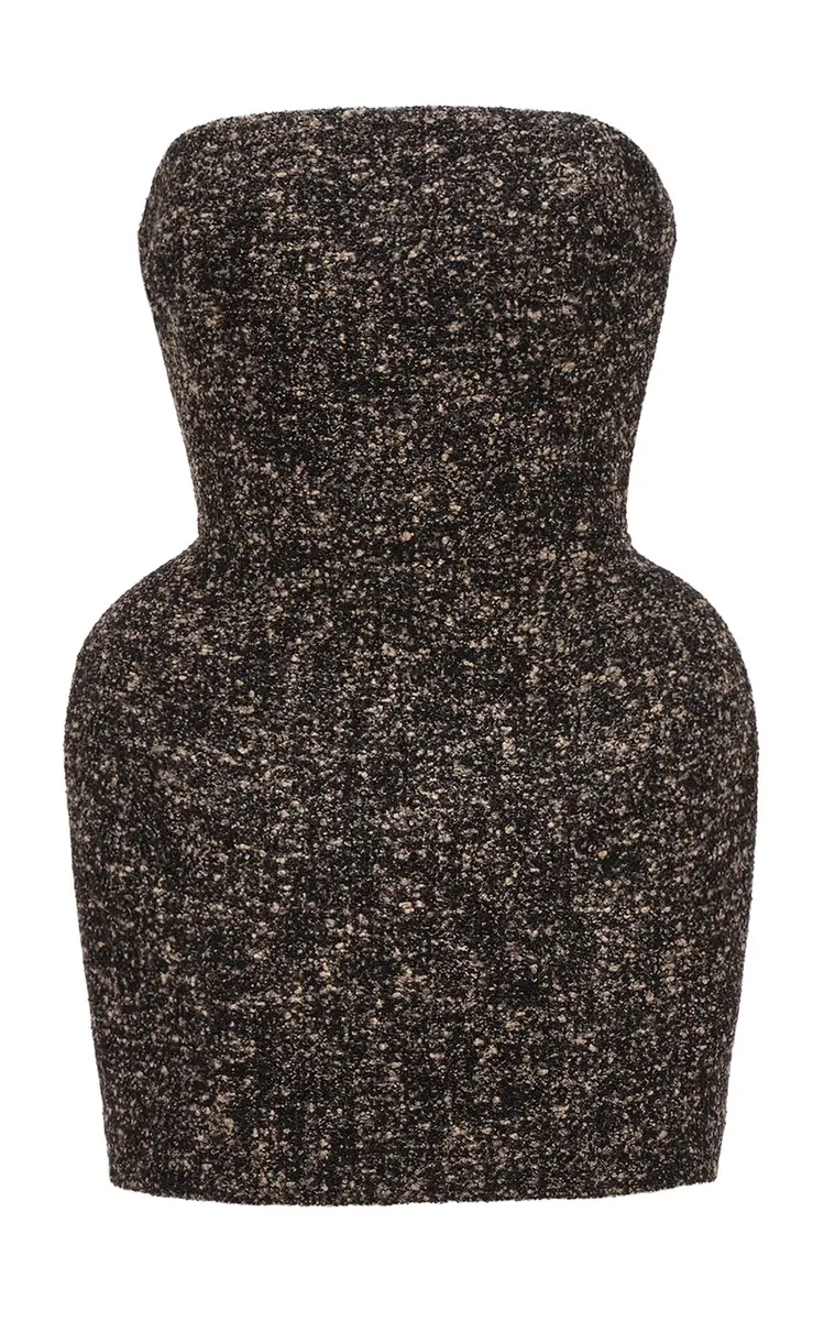 Magda Butrym Sculpted Wool-Blend Mouline Mini Dress