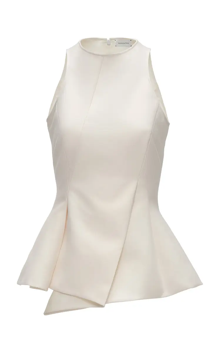 Magda Butrym Asymmetric Wool-Blend Peplum Top