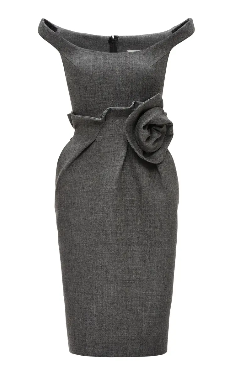 Magda Butrym Rosette-Detailed Wool-Blend Midi Dress