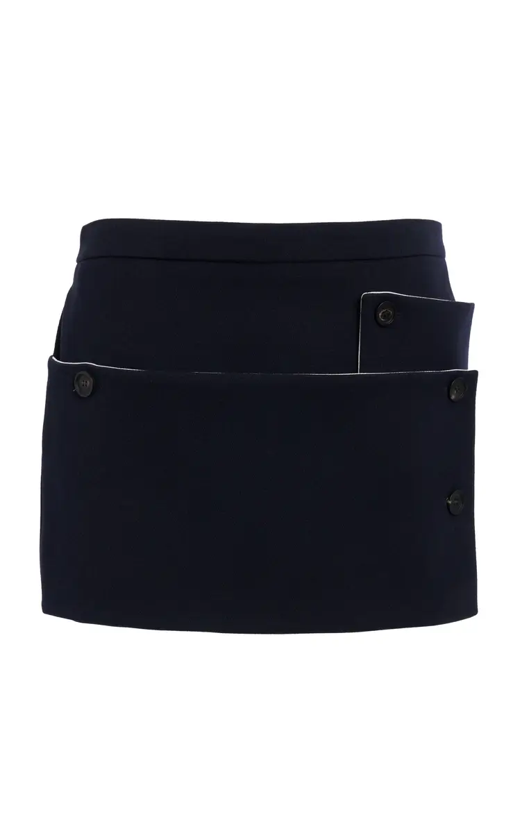 Asymmetric Wool-Blend Mini Skirt
