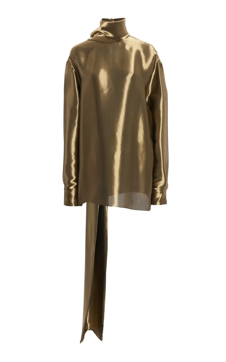 Ferragamo Draped Metallic Lamé Top