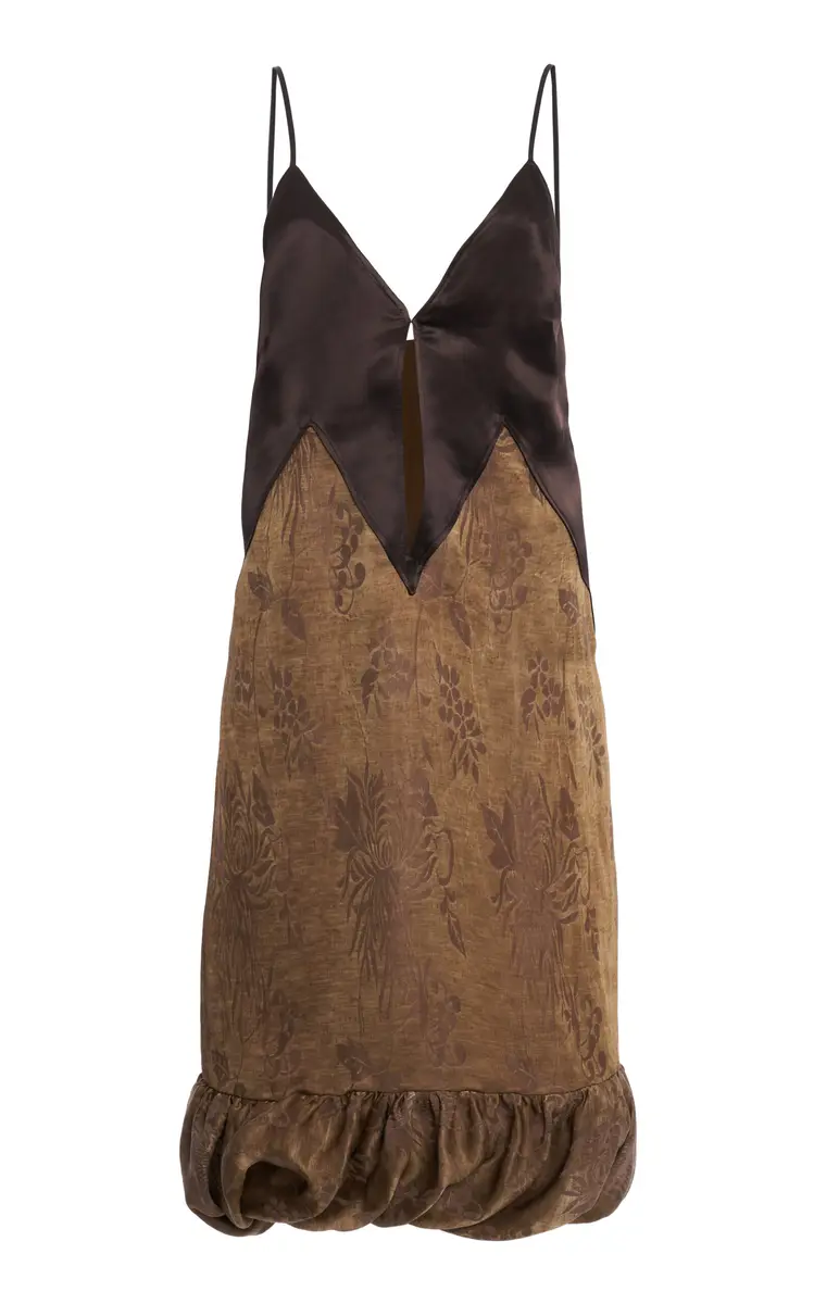 Ferragamo Brocade Slip Satin Midi Dress