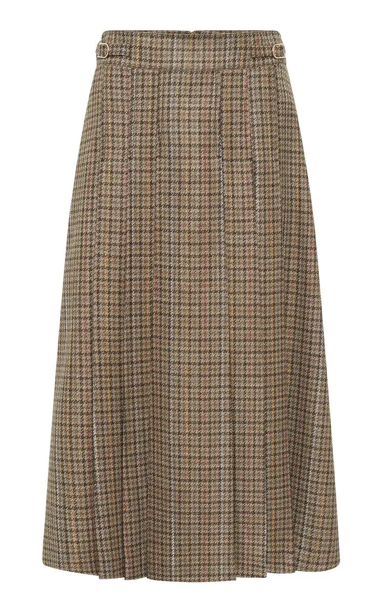 Gabriela Hearst Wesley Checked Wool-Silk Midi Skirt