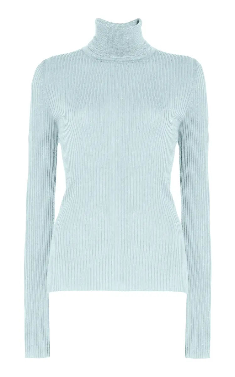 Gabriela Hearst Peppe Turtleneck Wool-Silk Top