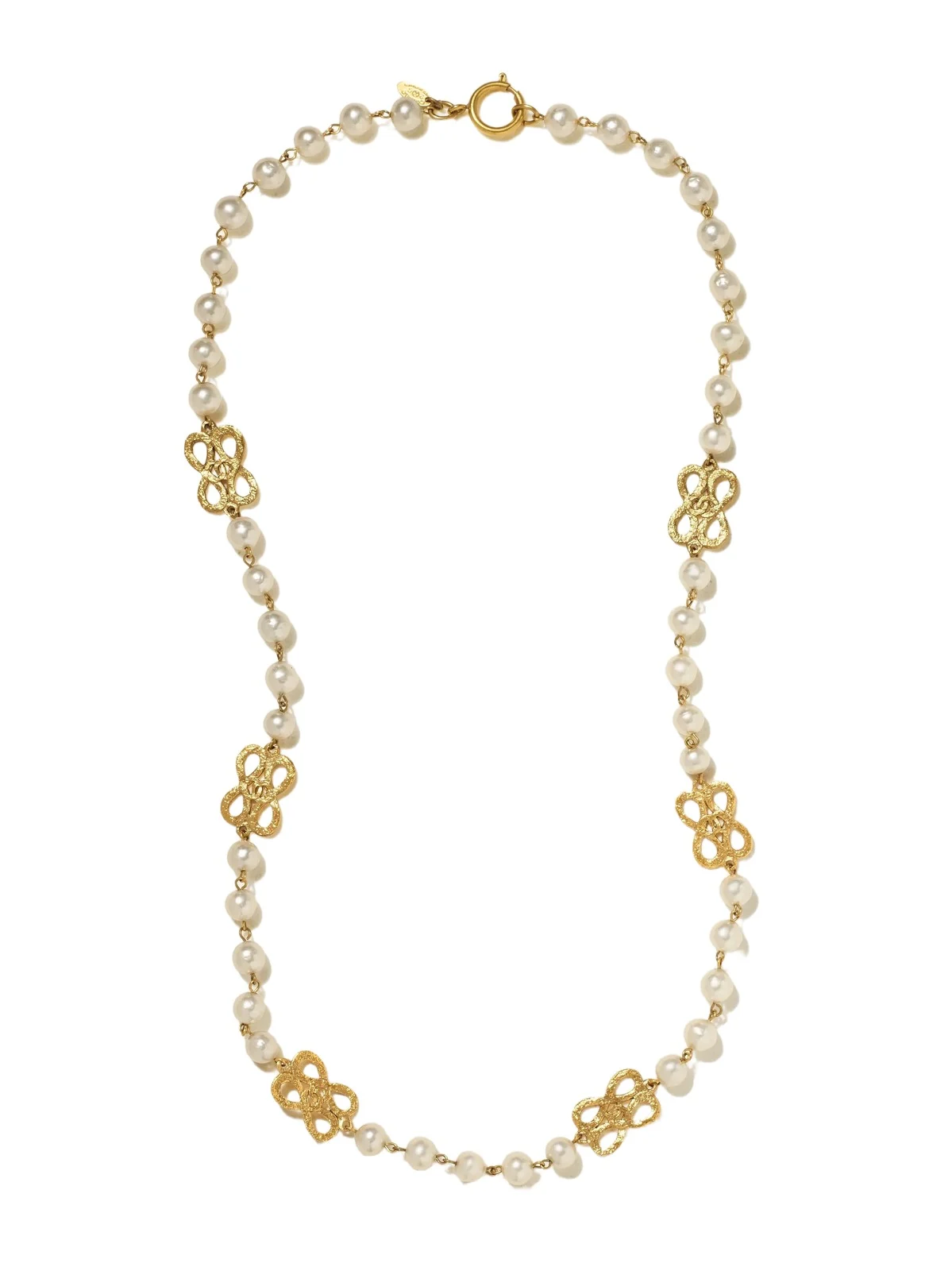 Chanel 1986 Gold-plated Faux Pearl Necklace