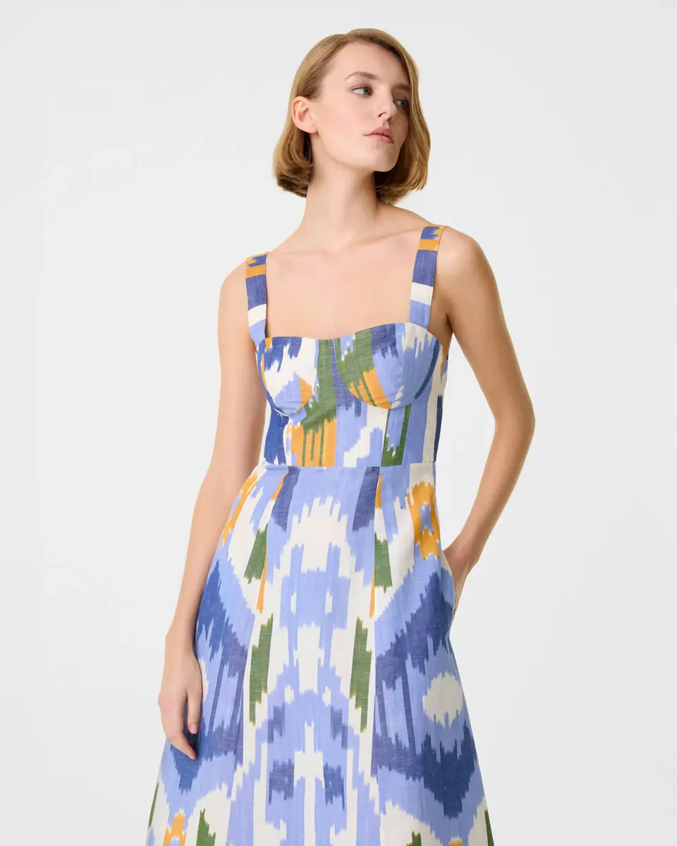 Emporio Sirenuse Azzurra Dress in Watercolor Ikat | Thumbnail 3 Emporio Sirenuse Azzurra Dress in Watercolor Ikat | Thumbnail 3