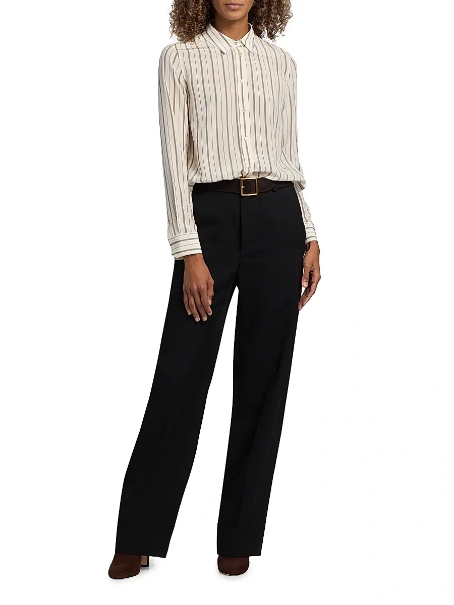 Nili Lotan Women's Gaia Striped Slim-Fit Shirt - Brandy Stripe | Thumbnail 2 Nili Lotan Women's Gaia Striped Slim-Fit Shirt - Brandy Stripe | Thumbnail 2