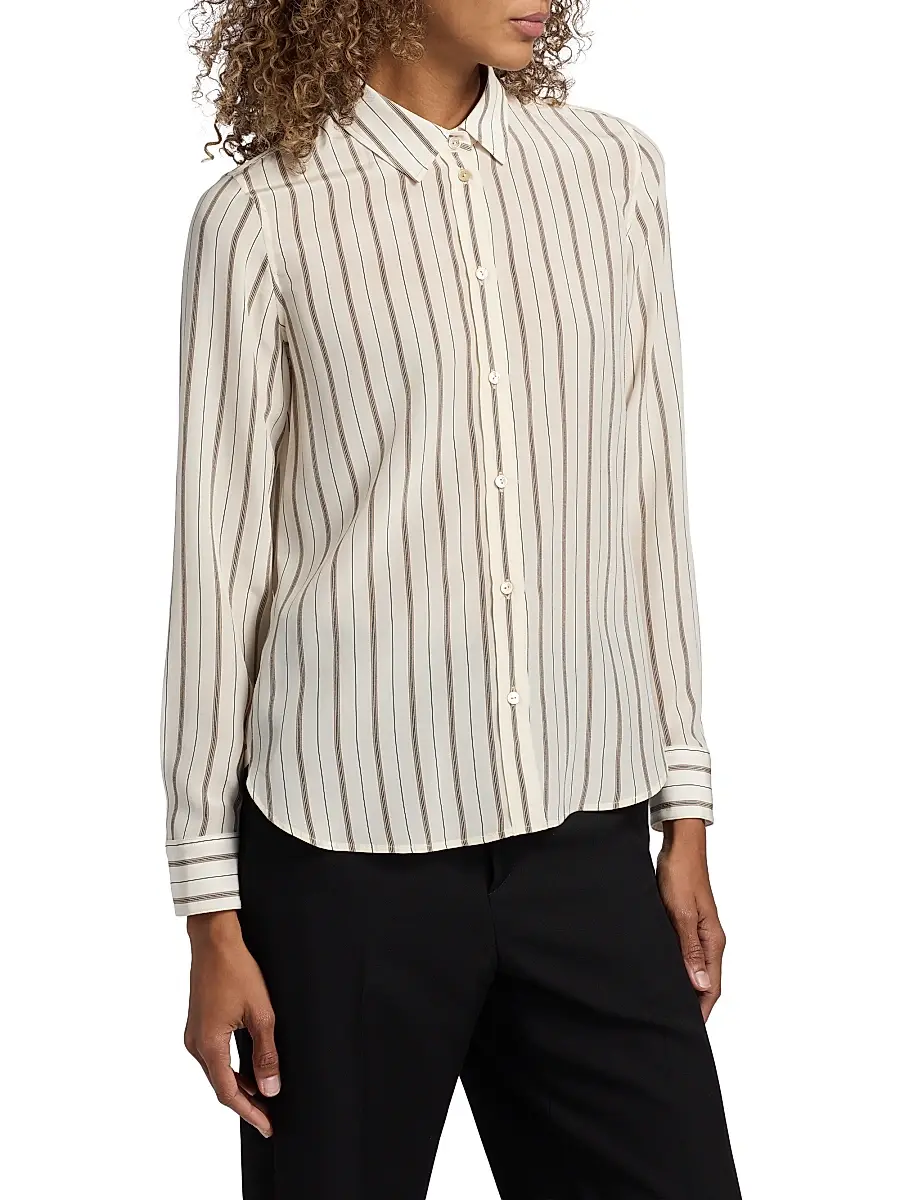 Nili Lotan Women's Gaia Striped Slim-Fit Shirt - Brandy Stripe | Thumbnail 4 Nili Lotan Women's Gaia Striped Slim-Fit Shirt - Brandy Stripe | Thumbnail 4