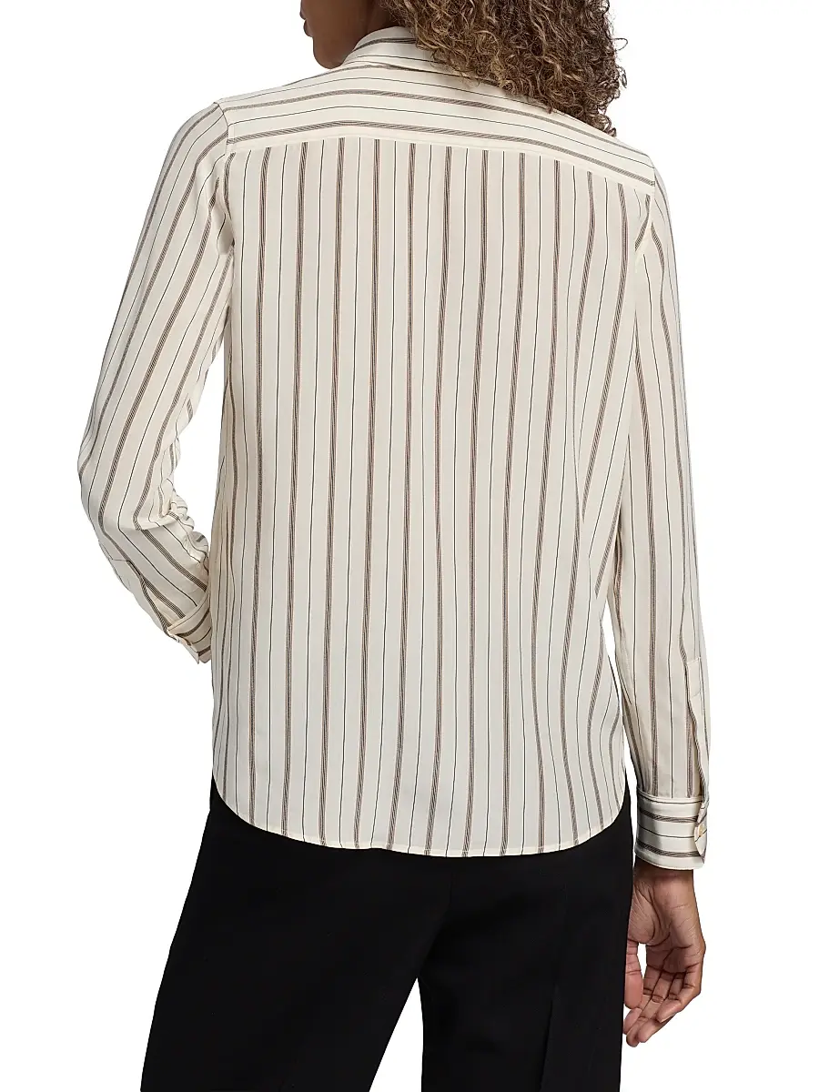 Nili Lotan Women's Gaia Striped Slim-Fit Shirt - Brandy Stripe | Thumbnail 5 Nili Lotan Women's Gaia Striped Slim-Fit Shirt - Brandy Stripe | Thumbnail 5