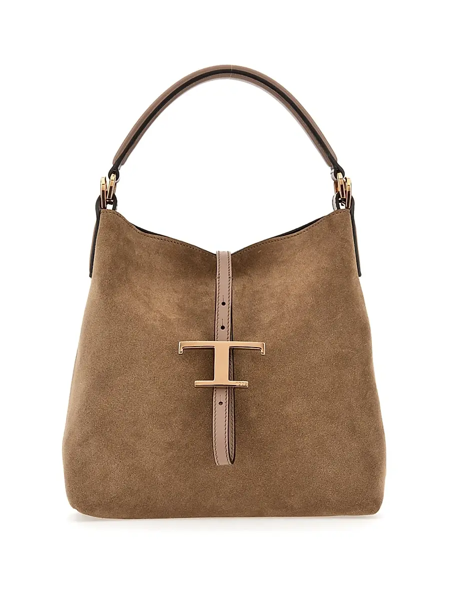 Tod's Women's Small T Timeless Suede Tote Bag