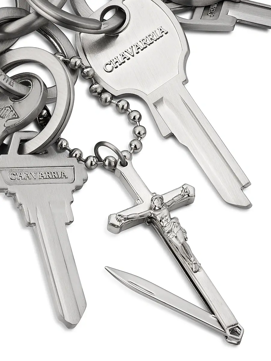 Willy Chavarria Men's Staff Key Fobs - Shiny Nickel | Thumbnail 2 Willy Chavarria Men's Staff Key Fobs - Shiny Nickel | Thumbnail 2