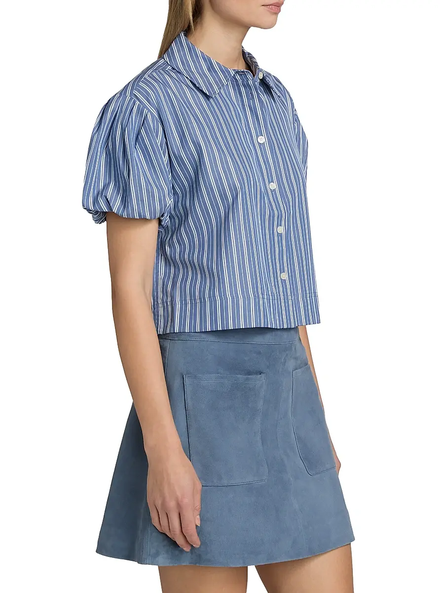 TANYA TAYLOR Women's Elza Striped Puff-Sleeve Top | Thumbnail 4 TANYA TAYLOR Women's Elza Striped Puff-Sleeve Top | Thumbnail 4