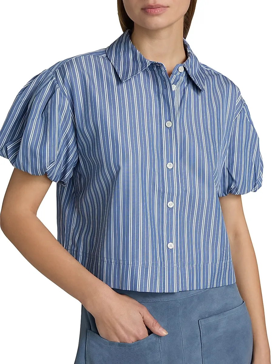 TANYA TAYLOR Women's Elza Striped Puff-Sleeve Top | Thumbnail 6 TANYA TAYLOR Women's Elza Striped Puff-Sleeve Top | Thumbnail 6
