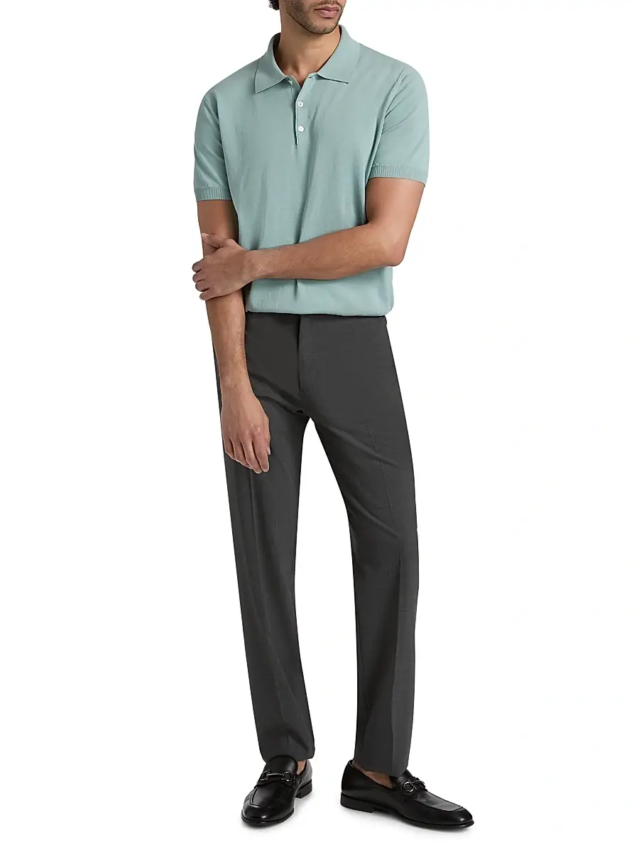 Canali Men's Cotton Knit Polo Shirt | Thumbnail 2 Canali Men's Cotton Knit Polo Shirt | Thumbnail 2