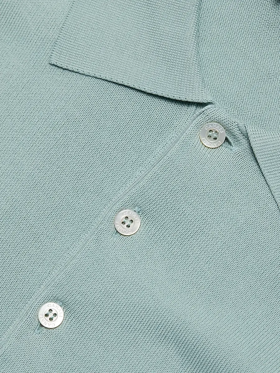 Canali Men's Cotton Knit Polo Shirt | Thumbnail 7 Canali Men's Cotton Knit Polo Shirt | Thumbnail 7