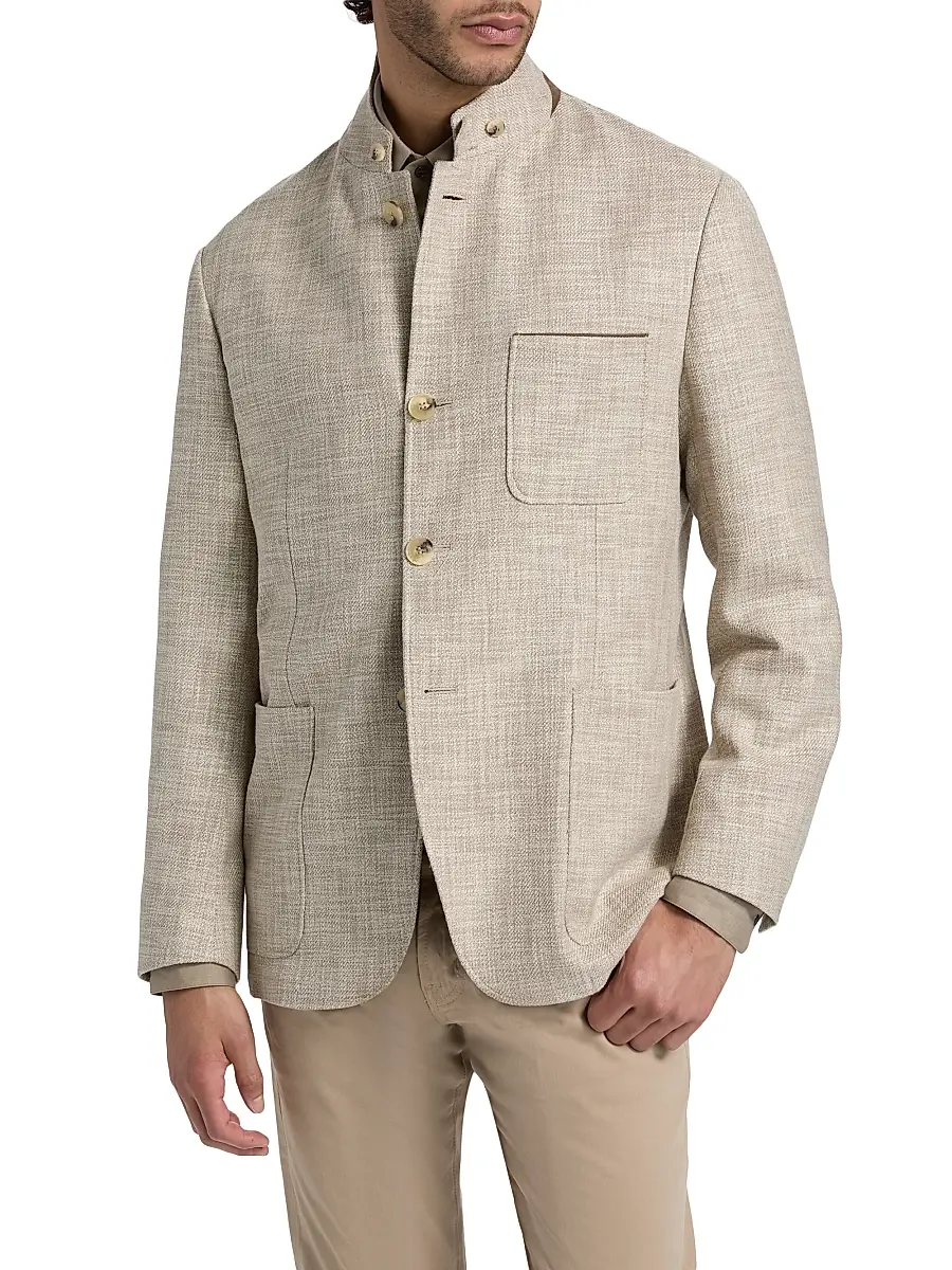 Canali Men's Bruma Textured-Weave Hybrid Patch Jacket | Thumbnail 3