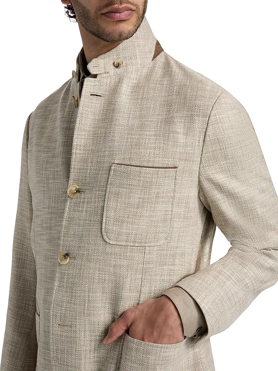 Canali Men's Bruma Textured-Weave Hybrid Patch Jacket | Thumbnail 6