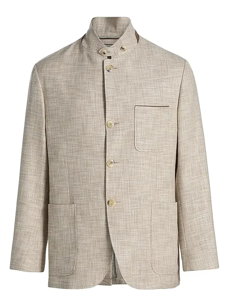 Canali Men's Bruma Textured-Weave Hybrid Patch Jacket